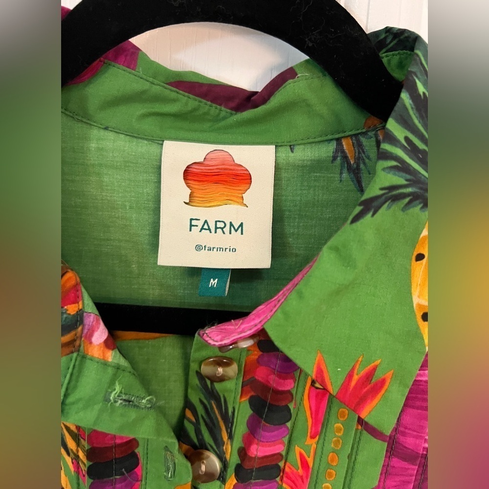 FARM RIO M Flowers Balloon Sleeve Maxi ShirtDress - Picture 5 of 16
